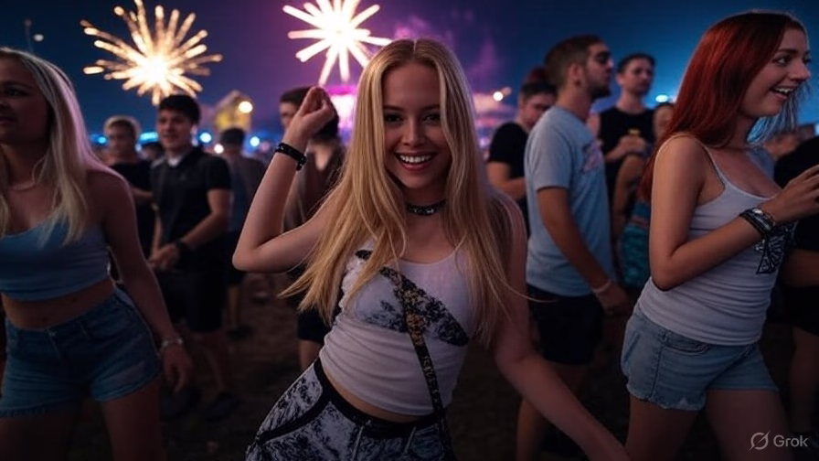 Girl at Night Streak™ EDM Festival
