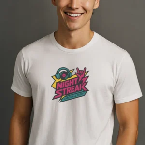 Night Streak™ Dance All Night, Luxury Unisex Men's Graphic Tee T-Shirt, Jersey, Retro, Design 2