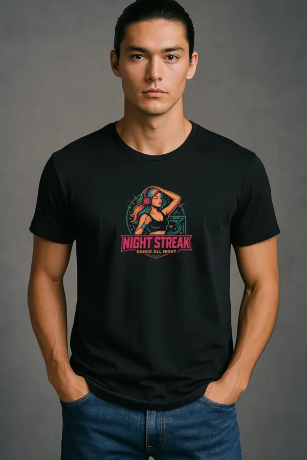 Night Streak™ Dance All Night, Luxury Unisex Men's Graphic Tee T-Shirt, Jersey, Design 4