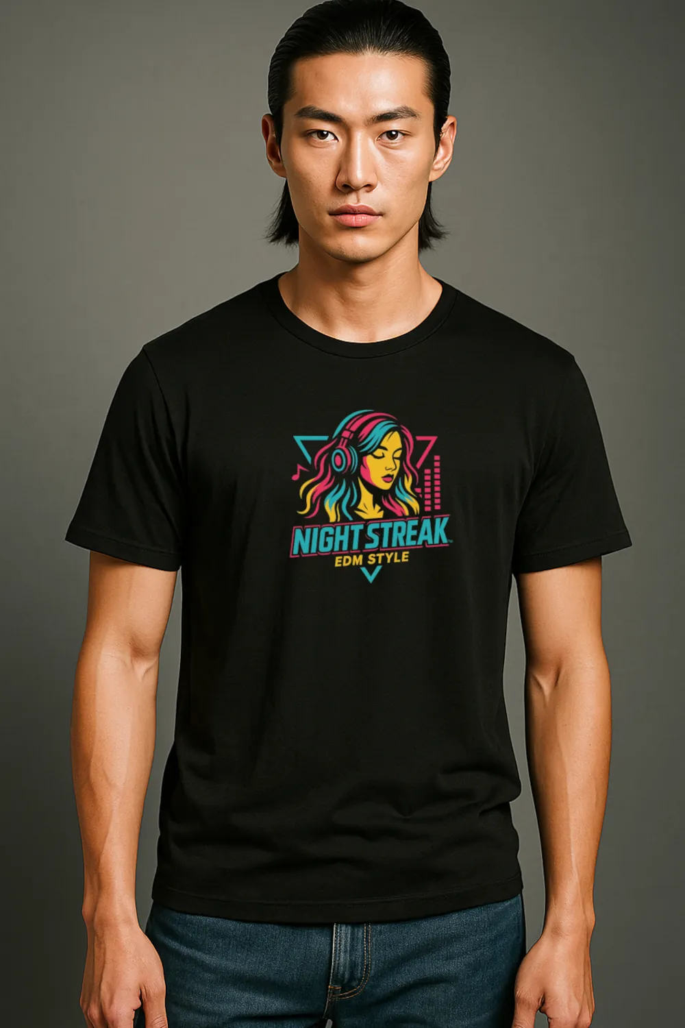Night Streak™ EDM Style, Luxury Unisex Men's Graphic Tee T-Shirt, Jersey, Design 1 - Image 3
